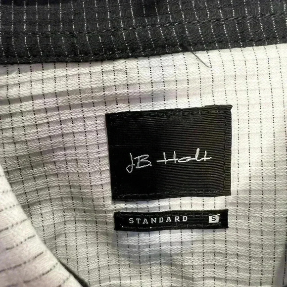 J.B. Holt Striped Standard Stretch Long Sleeve Button Up Shirt-White/Black- SZ-S - Picture 9 of 11